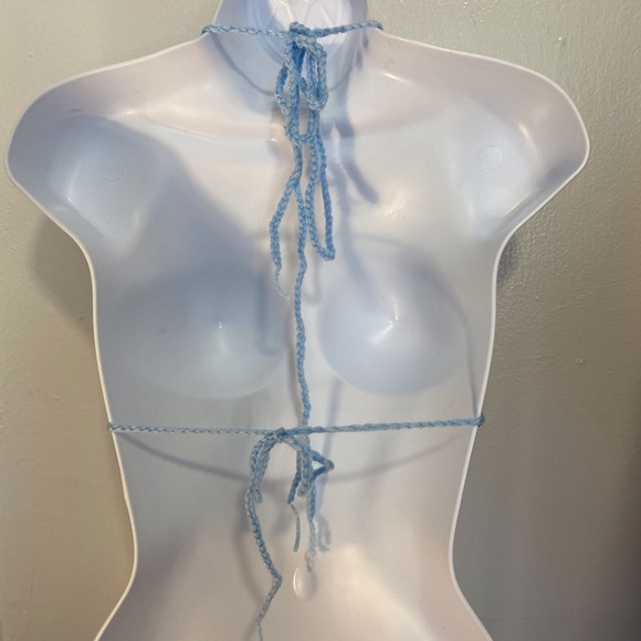 Crochet Laced Bead Bralette Blue Red Black Yellow - Picture 3 of 7